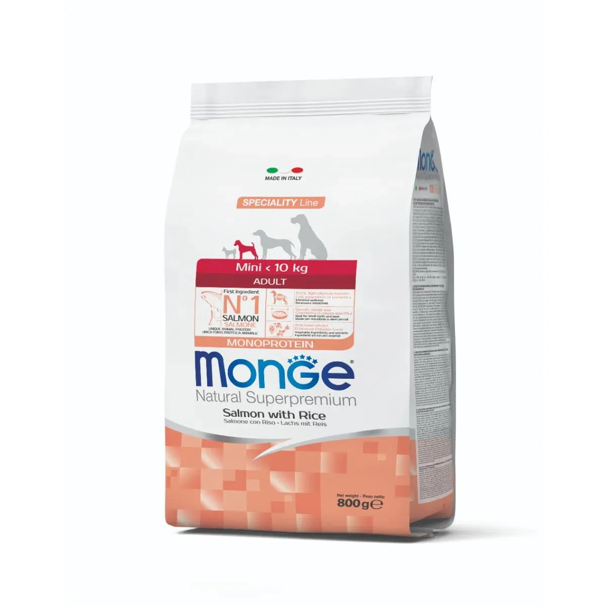 Monge Salmone E Riso Cibo Secco Per Cani Adulti Taglia Piccola Sacco 2,5 Kg