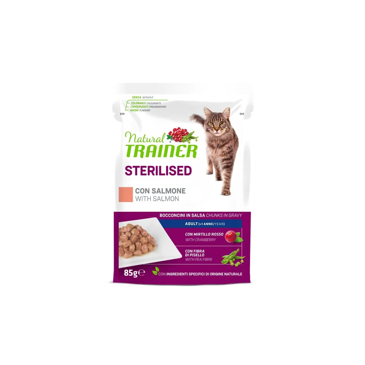 Trainer Natural per Gatto Sterilised con Bocconcini in Salsa in Busta da 85 gr