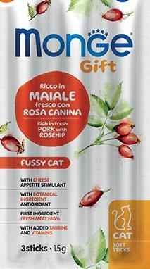 Monge Cat Gift Soft Sticks Appetito Difficile Maiale con Rosa Canina