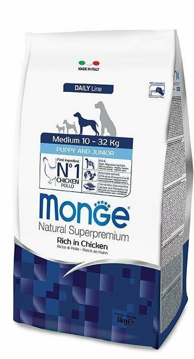 Monge Medium Puppy & Junior Ricco di Pollo – 3 Kg