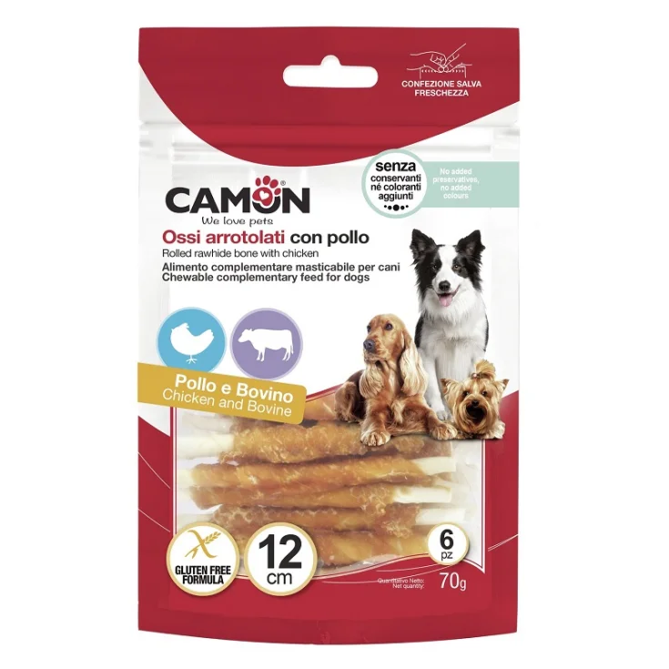 CAMON SNACK Rollie-Chew con Pollo - Lunghezza 12 cm - 6 Pezzi