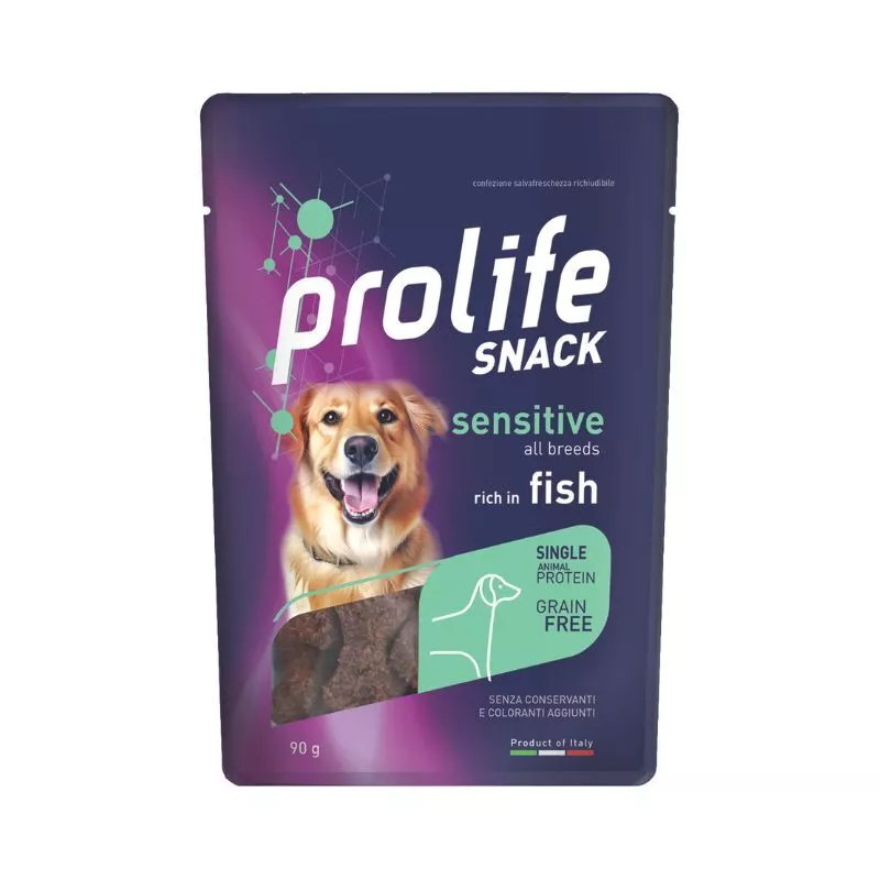 Prolife dog snack grain free sensitive pesce all breeds 90g