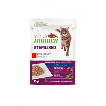 Trainer Natural per Gatto Sterilised con Bocconcini in Salsa in Busta da 85 gr