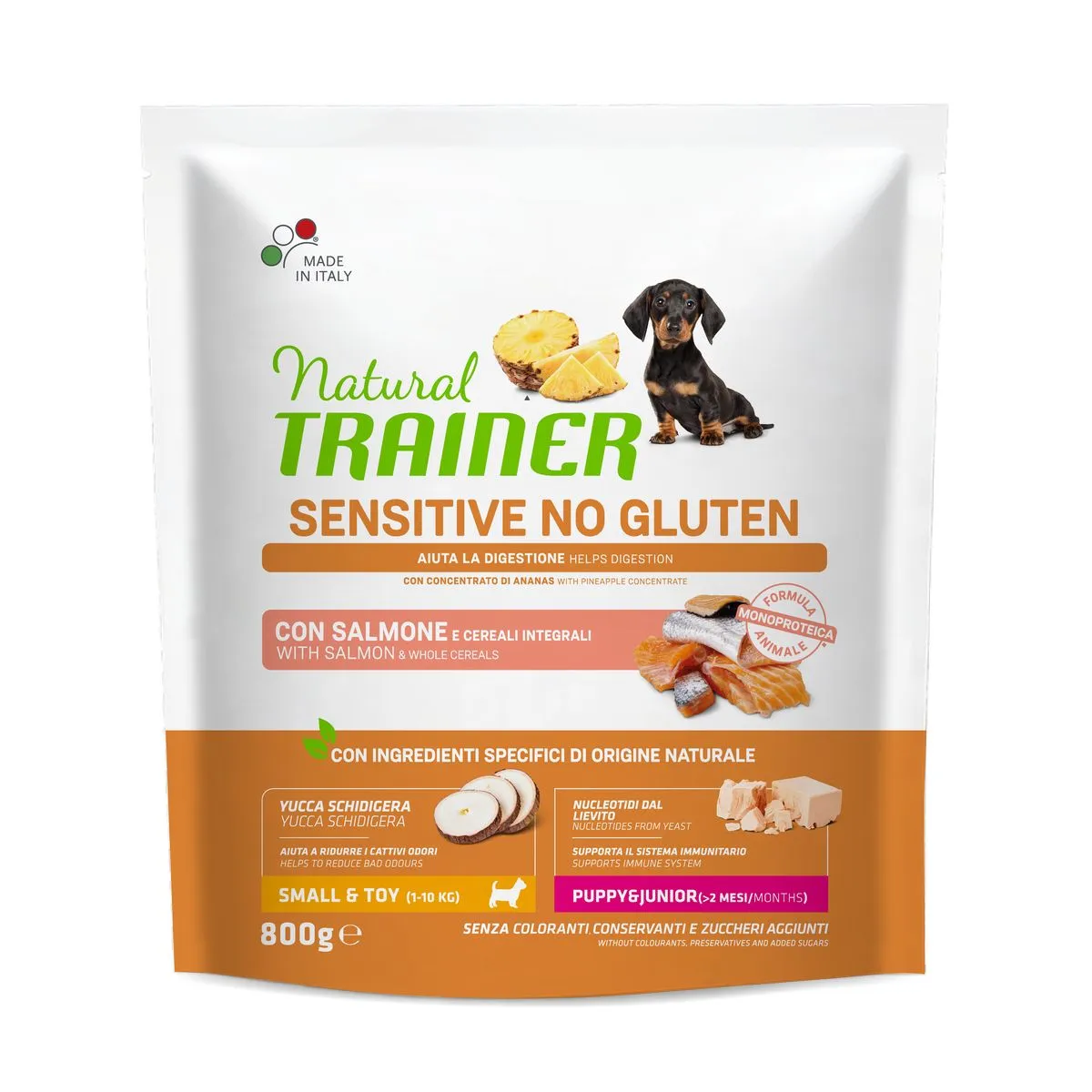 Natural Trainer Sensitive No Gluten Mini Puppy&Junior con Salmone