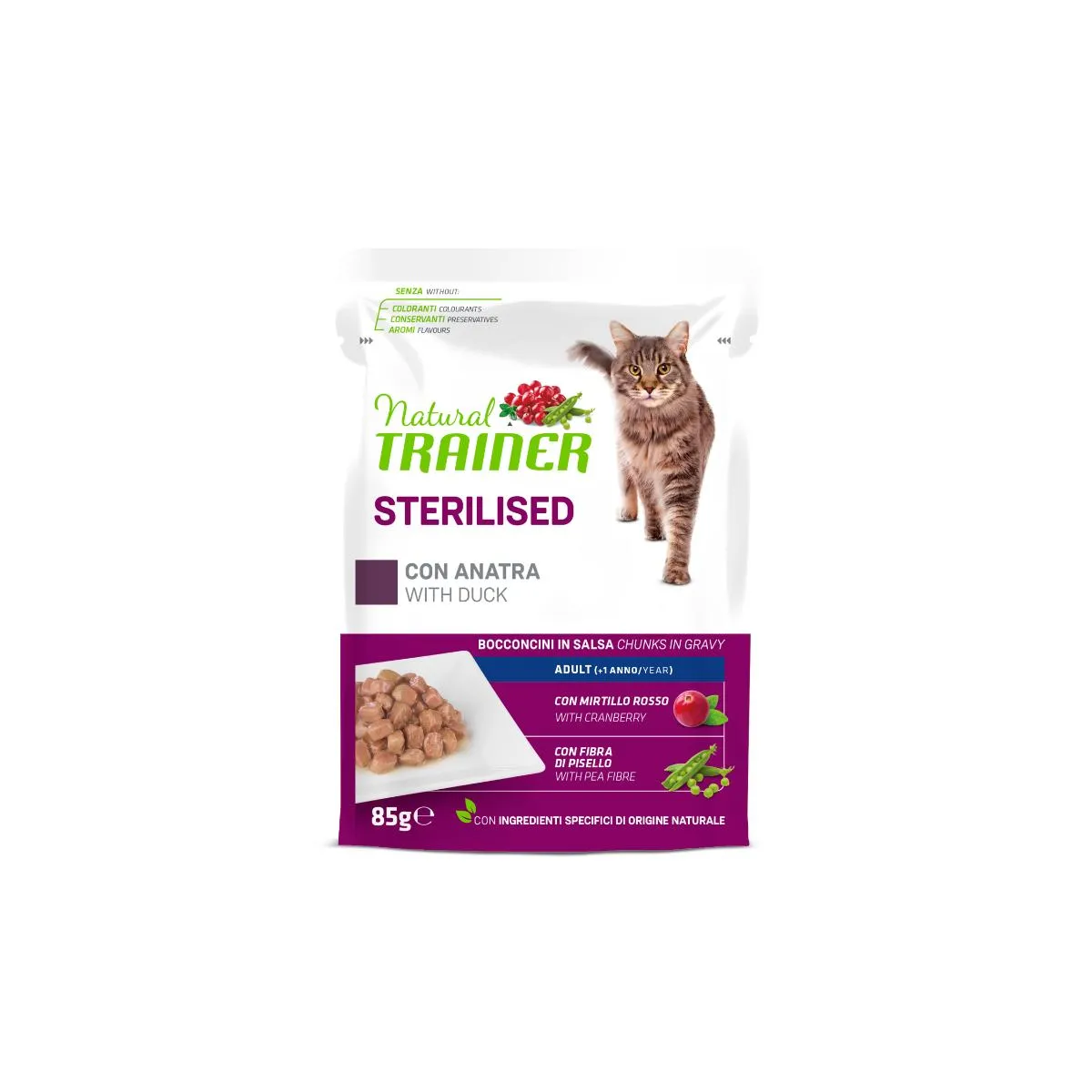 Trainer Natural per Gatto Sterilised con Bocconcini in Salsa in Busta da 85 gr