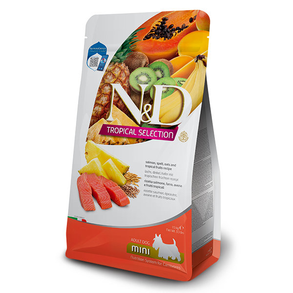 Farmina N&D Tropical Dog Adult Mini Low Grain Salmone e frutta tropicale