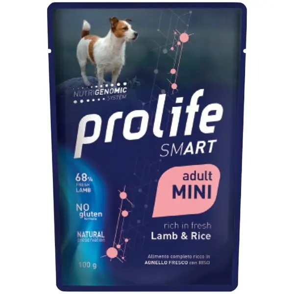 Prolife Smart Agnello Fresco Con Riso Cibo Umido Per Cani Adulti Taglia Mini Bustina 100g